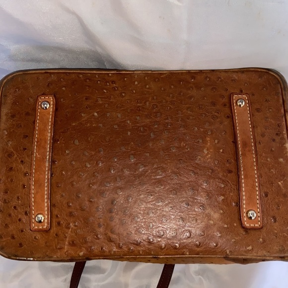 Dooney and Bourke large ostrich texture leather tote in tan and brown - Picture 3 of 14